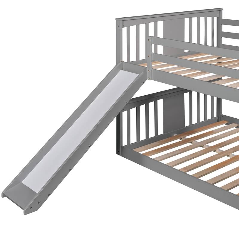 Gray Full Bunk Bed with Ladder and Slide