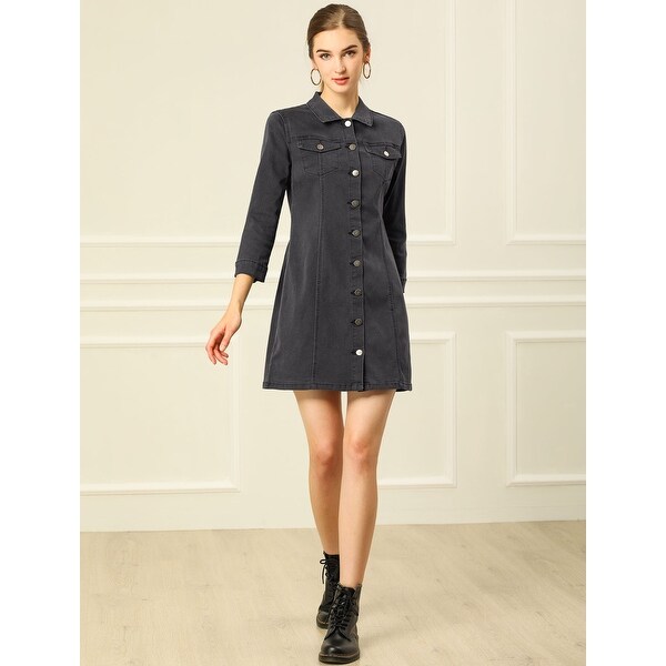 grey denim shirt dress