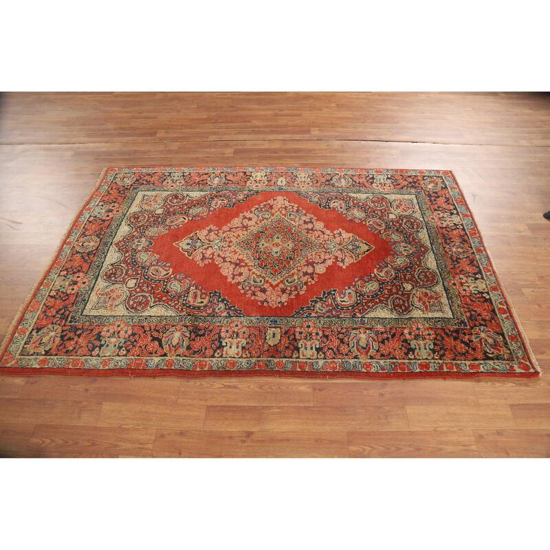 Sarouk Persian Rug Handmade Wool Carpet - 4'2" x 6'6"