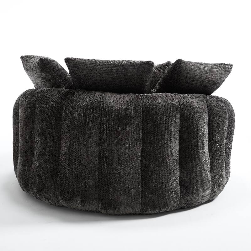 55" Modern Long Polyester Foam Round Bean Bag Sofa Chair with Pillows