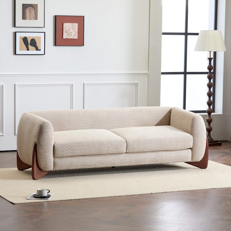 Christopher Knight Home - Alpine Boucle Oversized Sofa with Faux Sherpa Texture - Almond