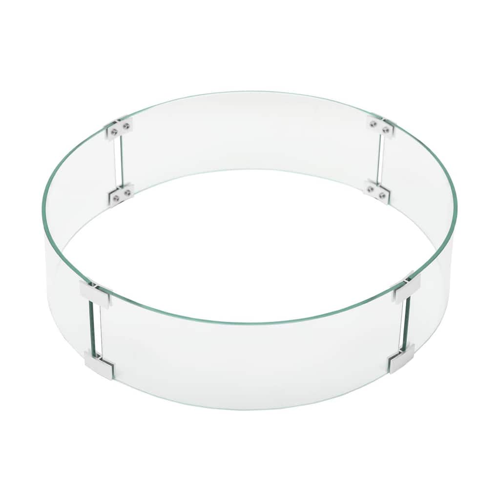 Round 25.7-in Tempered Glass Fire Table Windshield Flame Blocker - 25.7