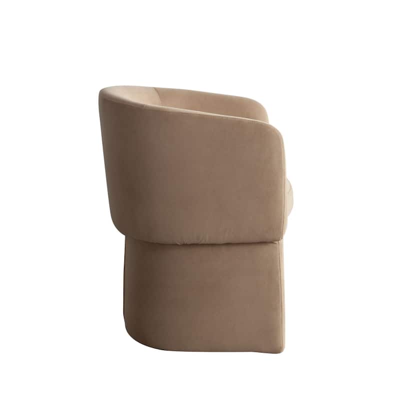 Tesy Dining Side Chair, Camel Brown Performance Velvet, Sloping Arms