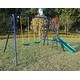 preview thumbnail 3 of 7, A-Frame Metal Swing Set with Slide Comfortable, and Weatherproof for Two Children - 124" L x 74" W x 73" H