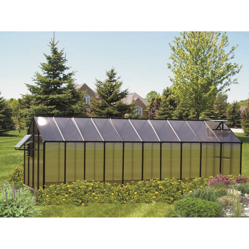 MONT 8 ft x 20 ft Mojave Edition Black Finish Greenhouse with Heater - Aluminum