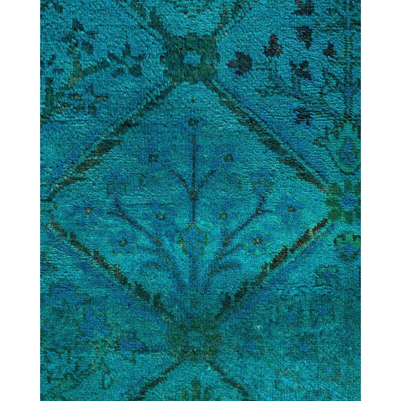 Vibrance One-of-a-Kind Hand-Knotted Runner Rug - Green, 2' 7" x 7' 4" - 2' 7" x 7' 4"