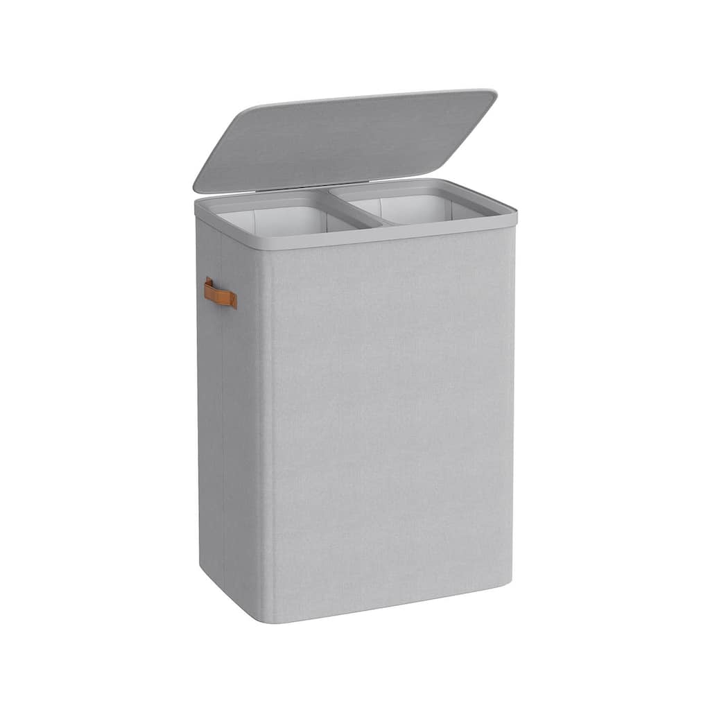 44.9 Gallon 2-Section Laundry Hamper with Lid Dove Gray, Water-Repellent Polyester - 22"L x 15.7"W x 29.5"H