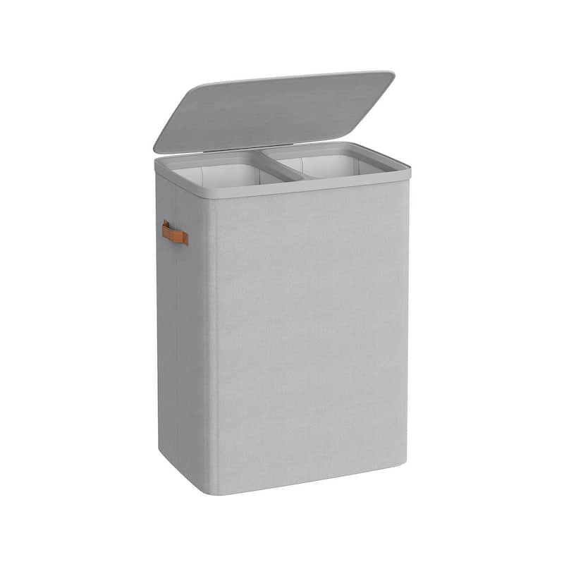 44.9 Gallon 2-Section Laundry Hamper with Lid Dove Gray, Water-Repellent Polyester - 22"L x 15.7"W x 29.5"H
