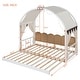 preview thumbnail 15 of 28, Wooden Twin Size Extended Bed With Arched Roof and Trundle