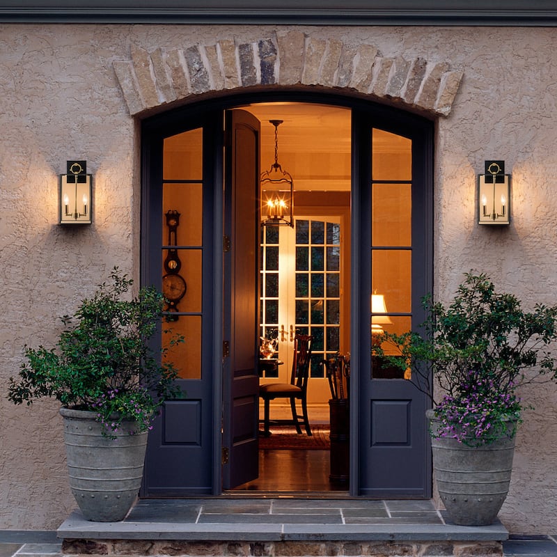 C Cattleya 2-Light Dark Bronze Finish Brass Outdoor Wall Lantern