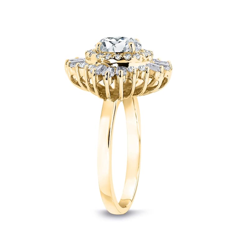 Auriya 14k Gold 1ctw Ballerina Halo Oval Diamond Engagement Ring Certified (G-H, VS1-VS2)