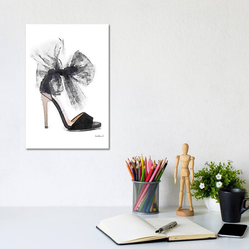 iCanvas "Fashion Shoe In Black Sheer" by Amanda Greenwood Canvas Print - 12x8x0.75