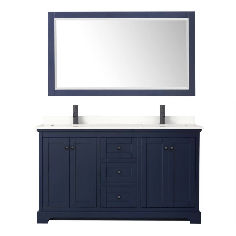 Avery 60-inch Double Vanity, Quartz Top, 58-inch Mirror