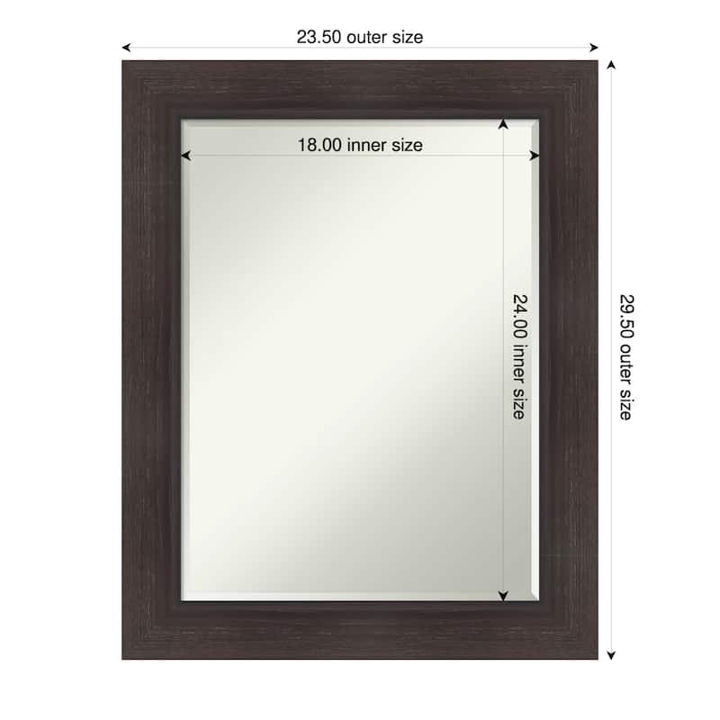 Sloped Half-Inch-Bevel Framed Bathroom Vanity Wall Mirror - 24 x 30 in - Sloped Espresso