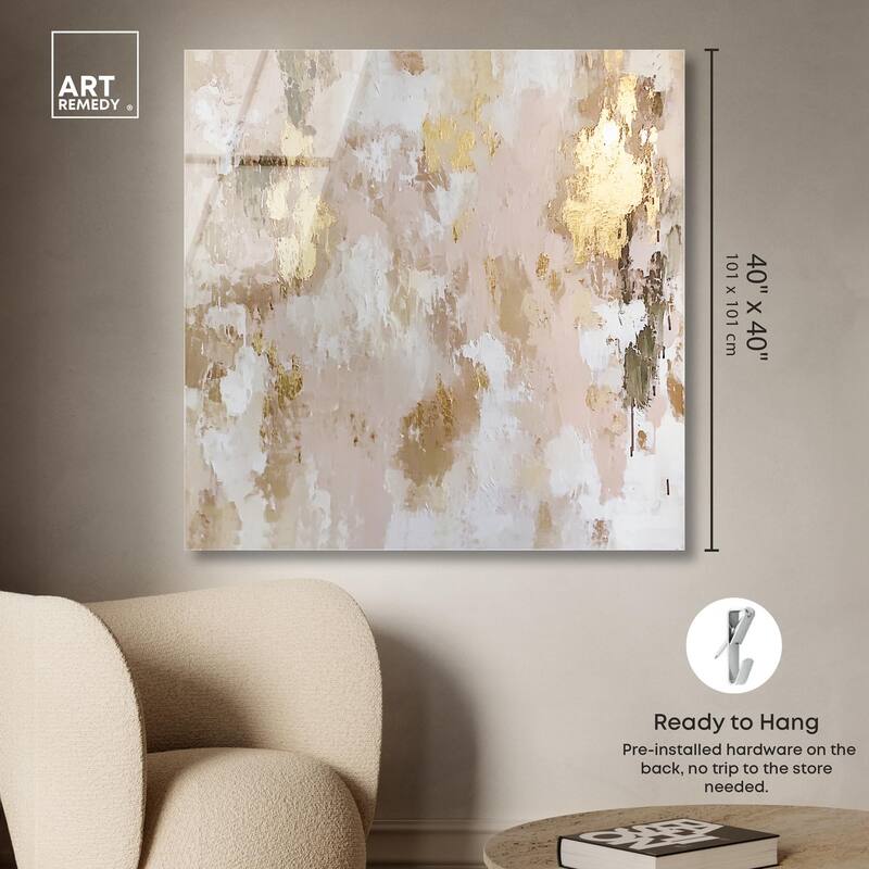 Golden Glimmer Gesture I Acrylic by Art Remedy, Ready to Hang