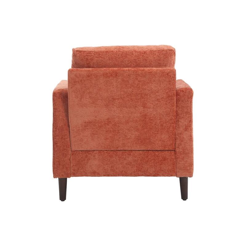 Mid Century Modern Chenille Fabric Armchair with Solid Wood Frame