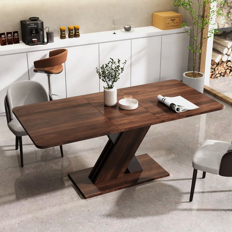 70.87" Wood Multifunctional Extendable Console Table with X-shaped Design
