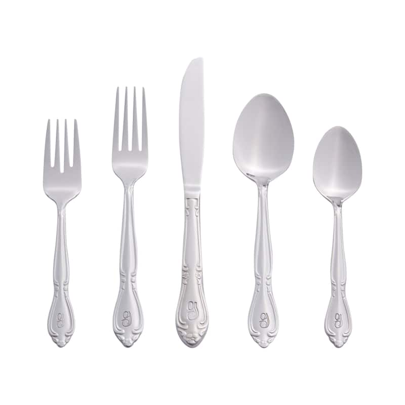 RiverRidge Rose Flatware 46-Piece Monogrammed and Non-Monogrammed Stainless Steel Silverware Set for 8