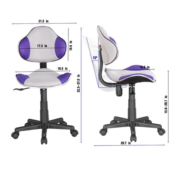 dimension image slide 14 of 19, JJS Ergonomic Mesh Office Chair Adjustable Lumbar Support Computer Desk Chair