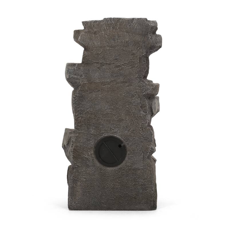 34"H 4 Tier Floor Fountain With LED Light, Stone Gray Outdoor Fountain