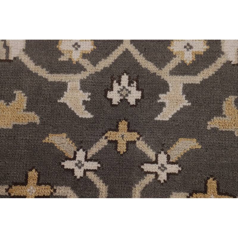 All-Over Floral Gray Oushak Oriental Area Rug Handmade Wool Carpet - 9'3" x 11'7"