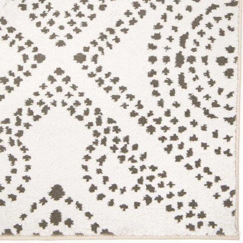 My Texas House Saltillo Natural White Floral Area Rug