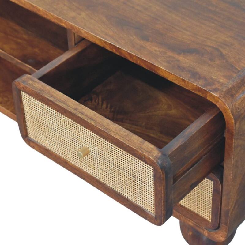 Artisan Furniture Solid Wood Larissa 4 Drawer Chestnut Media Unit, Brown with storage - N/A