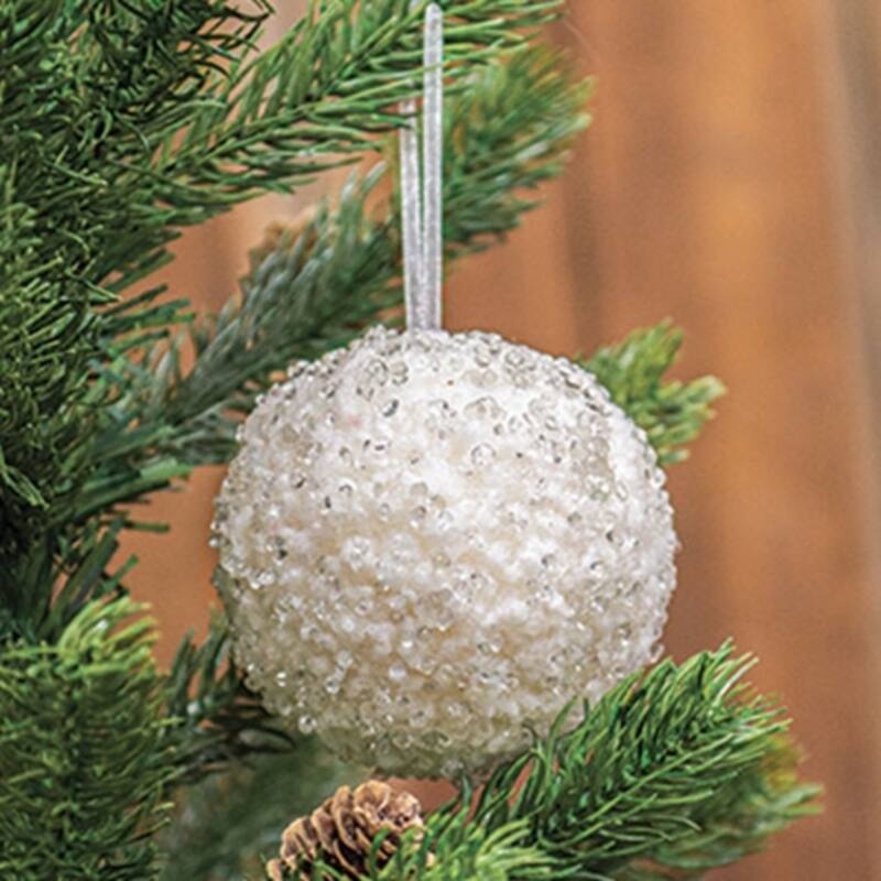 Icy Snowball Fabric Ornament for Christmas Tree Decoration - 3" x 3"