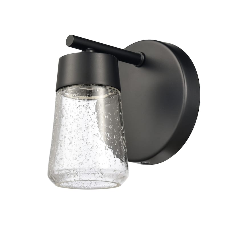 Elk Home Jergen Matte Black With Seedy Glass Vanity Light