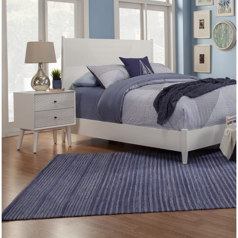 White Solid Wood 2-Drawer Rectangular Nightstand with Metal Handles