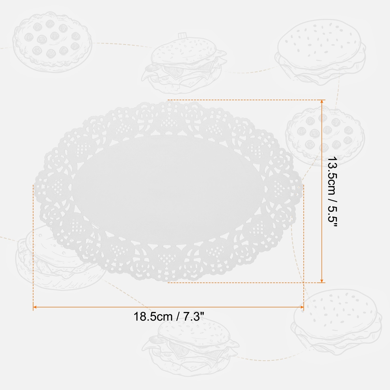 Lace Paper Doilies Oval Disposable Decorative Paper - white