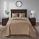 preview thumbnail 51 of 129, Madison Park Mansfield Reversible Oversized 3-piece Solid Texture Bedspread Quilt Set with Matching Shams Khaki - Queen