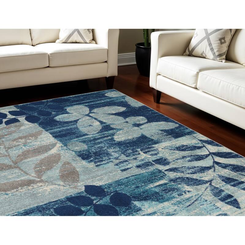 Foyew Power Loomed Stain Resistant Area Rug By HomeRoots - 108' X '72' X '0.5 - 108' X '72' X '0.5 - Oxford Blue - Rectangle