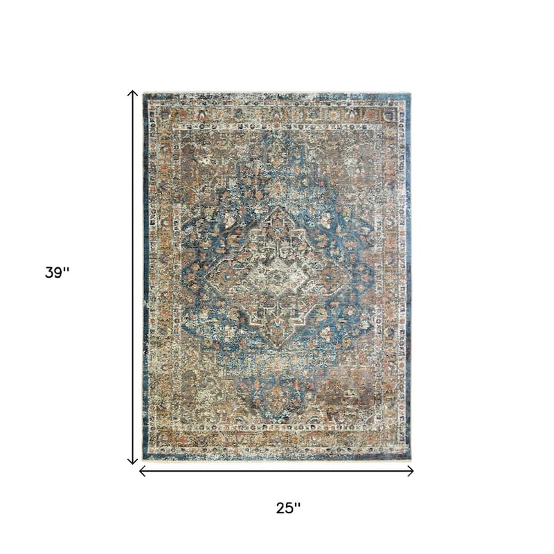 Distressed Stain Resistant with Fringe Area Rug