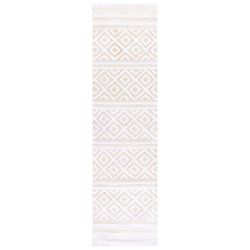 SAFAVIEH Handmade Capri Astri Modern Wool Rug - 2'3" x 9' Runner - Ivory/Beige