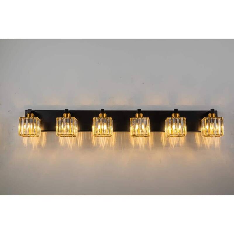 6/7 Light Bathroom Vanity Light Wall Sconce with Crystal Shade