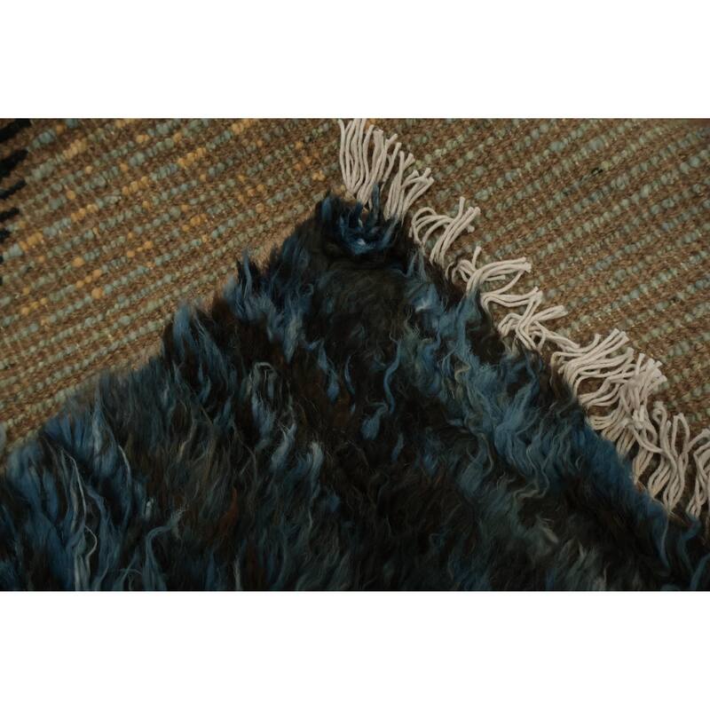 Hand Knotted Oriental 100% Wool Carpet Modern Tribal Multi-Colored Moroccan Area Rug - 9' 10'' X 6' 8''