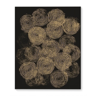 RADIAL BLOCK PRINT IN CHARCOAL & GOLD Canvas Art By Becky Bailey - Bed ...