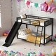 preview thumbnail 12 of 18, Modern Twin Over Twin Metal Bunk Bed With Slide,Sturdy Frame,For Bedroom