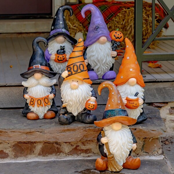 Halloween Gnome Wizard with Cauldron and Orange Hat - Bed Bath