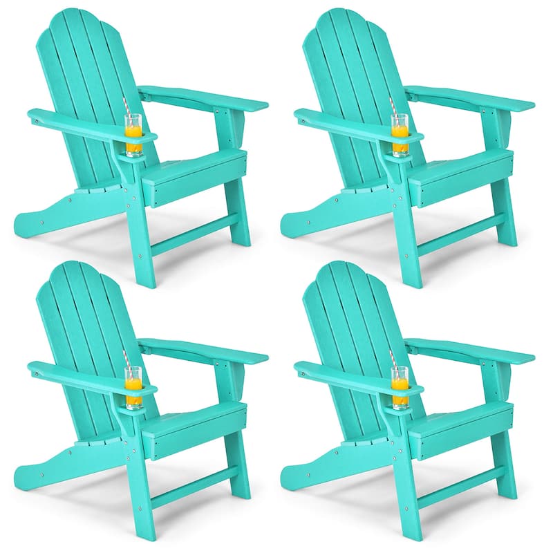Costway 4PCS Patio Adirondack Chair Weather Resistant Garden Deck - 34'' x 31'' x 37'' - Turquoise