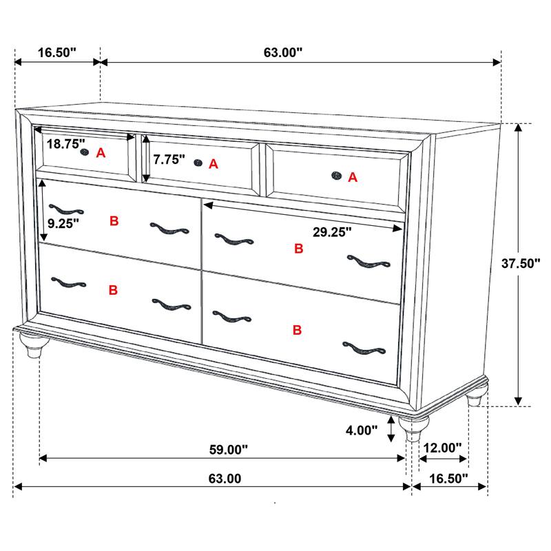 Barzini 5-Piece Bedroom Set with Upholstered Headboard