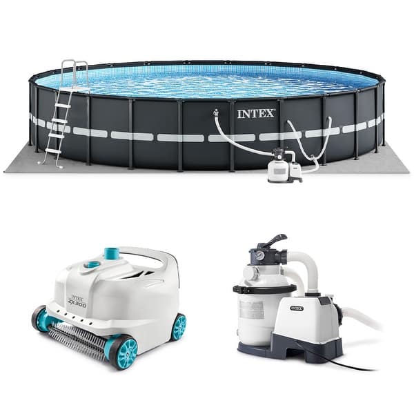 slide 2 of 8, Intex Ultra XTR 18' x 52" Above Ground Outdoor Pool Set with Pump & Robot Vacuum