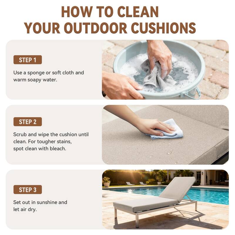 Gymojoy 72x22x3.5 Inch Outdoor Chaise Lounge Cushion, Waterproof Patio & Pool Chair Cushion with Removable Cover