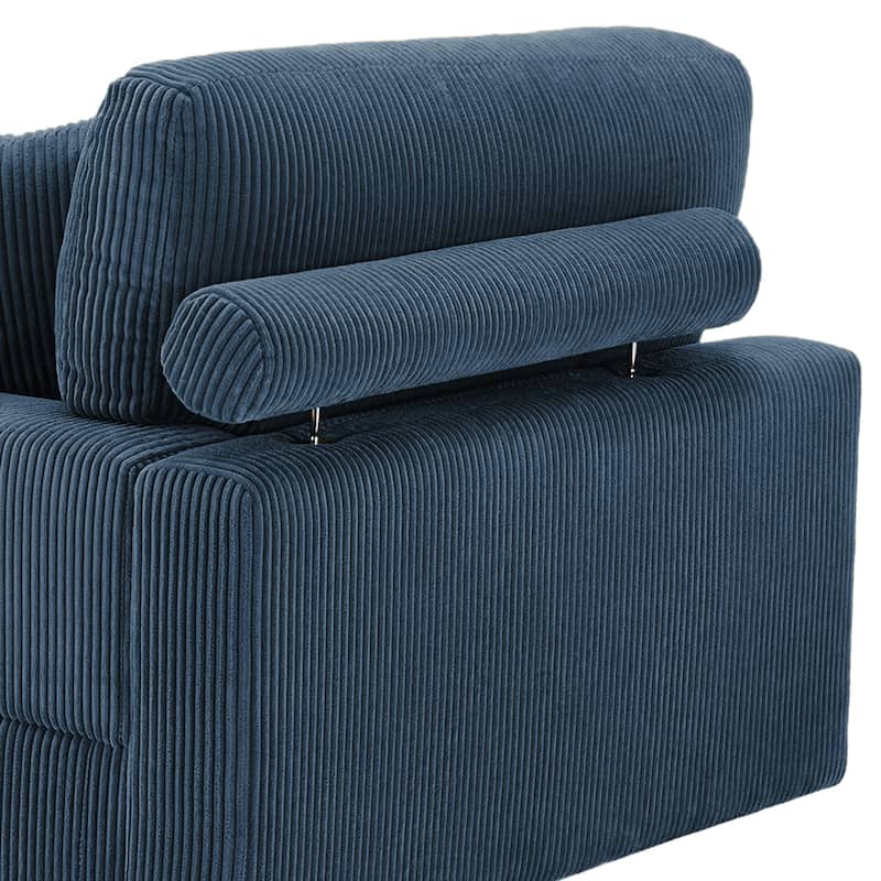 Modern L-Shaped Corduroy Modular Sectional Couch Sofa with Pillows