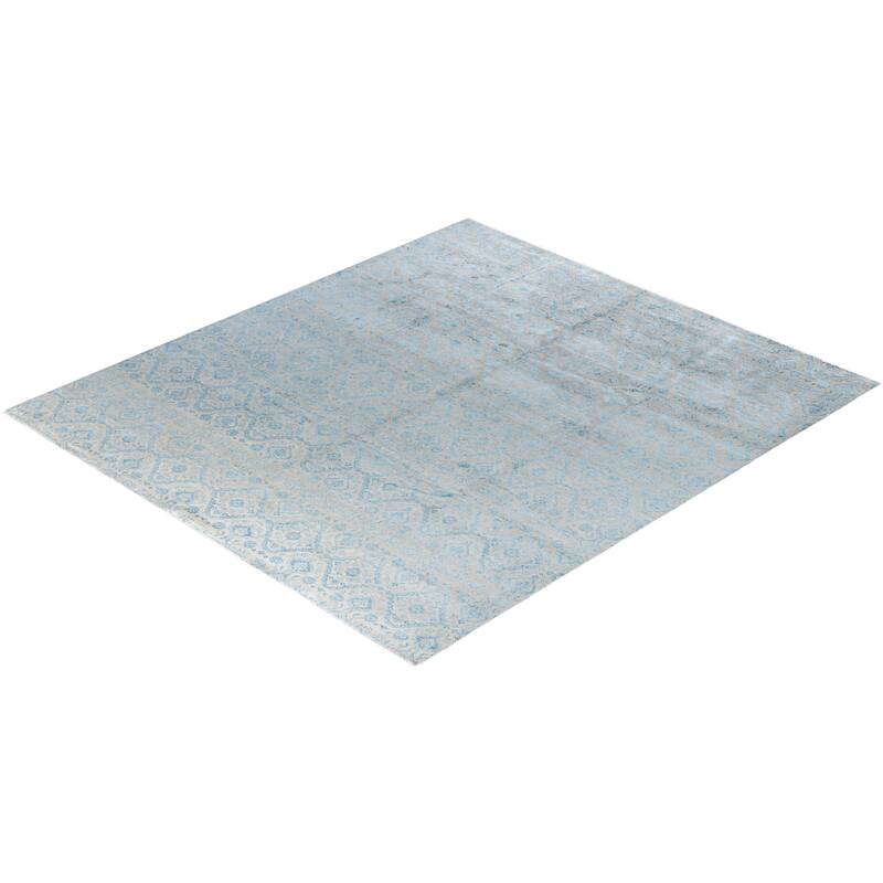 Ikat One-of-a-Kind Hand-Knotted Area Rug, Gray - 9' 0" x 10' 2"