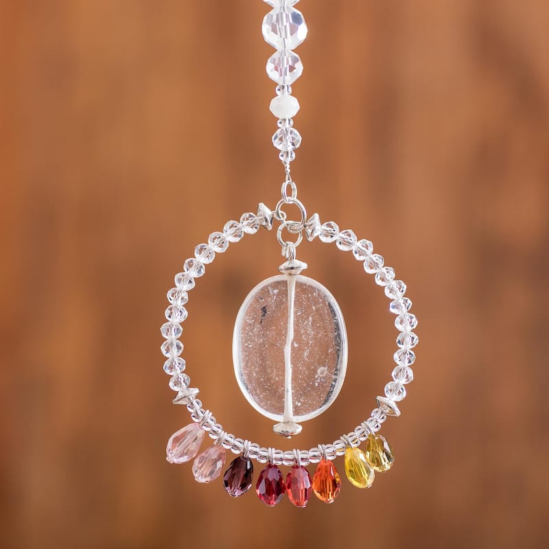 Novica Handmade Warm Peace Ring Crystal And Glass Bead Suncatcher