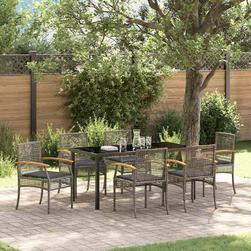 vidaXL Garden Dining Set poly rattan - Grey-21.06x22.44x33.66