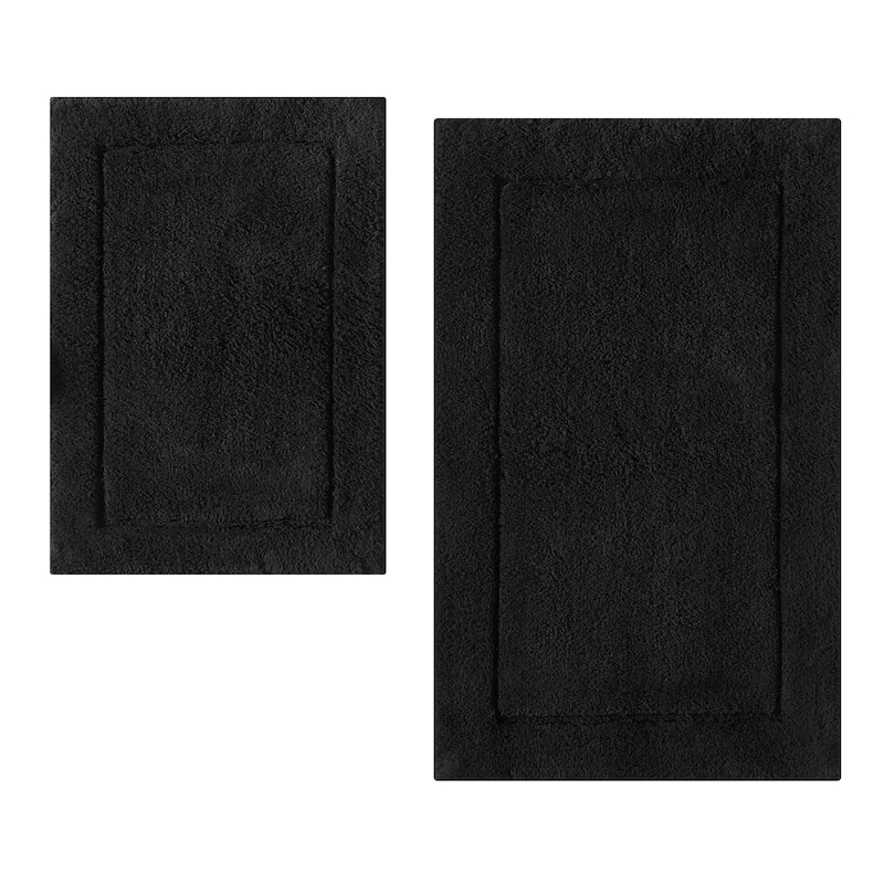 Calvin Klein Essence Solid Cotton 2 Piece Bath Rug Set - Black