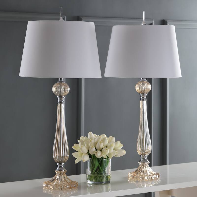 Caterina 32.5" Glass LED Table Lamp, Champagne (Set of 2) by JONATHAN Y